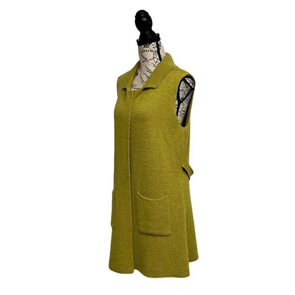 Yida Green Long Lined Cardigan Sleeveless Wool Alpaca Knit Open Designer Retro L - Picture 4 of 11
